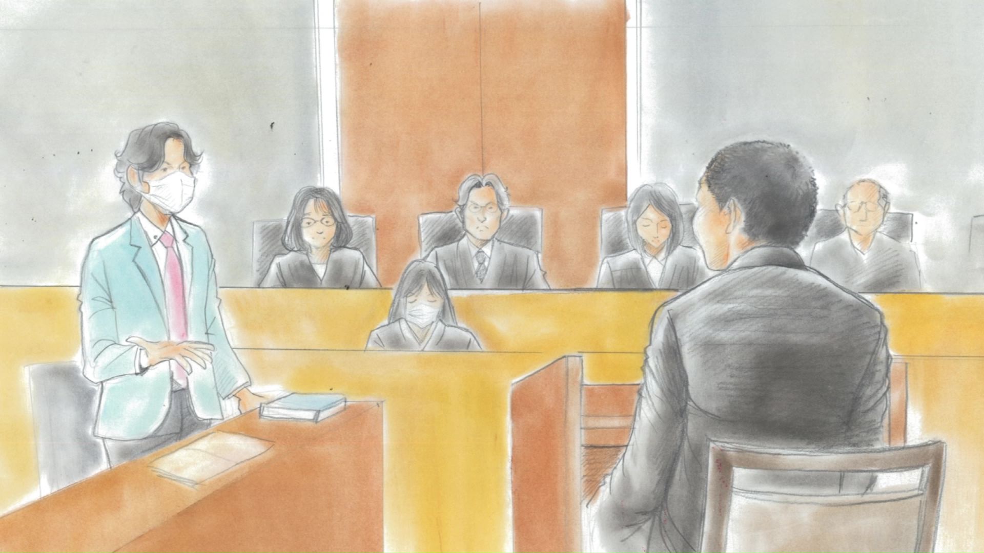 スケッチ)検察側は滝沢被告に懲役20年を求刑